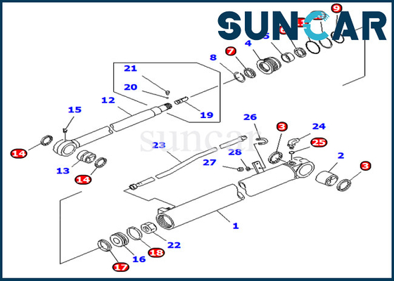 Beli PC75UD-2E PC75UD-2 Komatsu 707-98-35140 7079835140 Kit Servis Excavator Lengan Silinder Hidrolik online manufacture