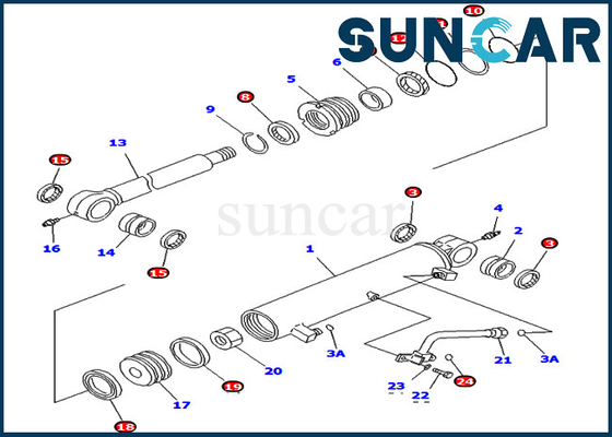 Beli 707-98-34700 7079834700 Boom Offset Cylinder Service Kit Cocok Untuk Komatsu PC78UU-6 PC78UU-8 Bagian Dalam online manufacture