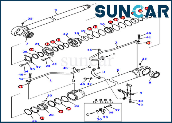Beli Kit Segel Silinder Boom 721-98-00920 7219800920 Kit Layanan Excavator Untuk PC800SE-8E0 Komatsu online manufacture