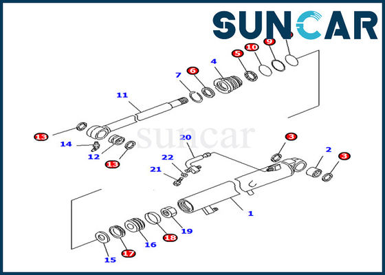 Beli 707-98-12260 Komatsu PC25R-8 Excavator Model Bucket Cylinder Inner Parts Sealing Kit online manufacture