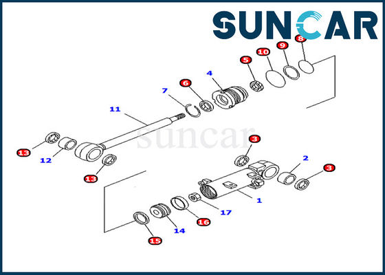 Beli 707-98-11240 Komatsu OEM Parts Blade Lift Cylinder Service Kit PC10MR-1 Bagian Dalam Excavator online manufacture