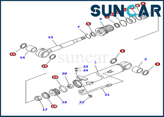Beli Kit Segel Hidraulik 707-98-13880 Kit Layanan Boom Cylinder Untuk Excavator Komatsu PC10UU-3 online manufacture
