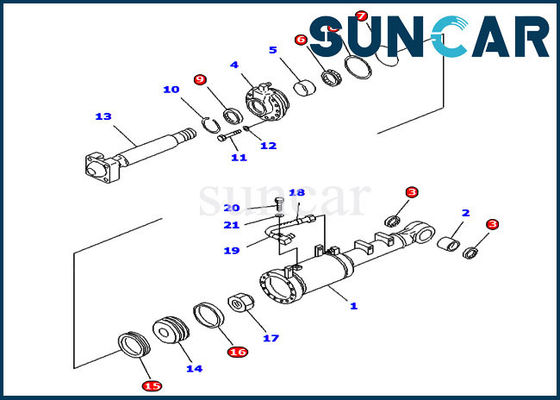 Beli 707-98-52140 Tilt Cylinder Komatsu Hidrolik Perbaikan Seal Kit Untuk D61EX-12 Lurus Tilt Dozer online manufacture