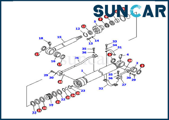 Beli 707-98-36240 Kit Penyegelan Silinder Bucket Segel Komatsu PC120-6 Model Kit Perbaikan Bagian Dalam online manufacture