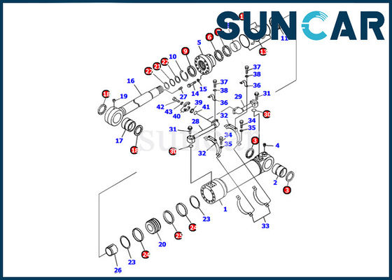 Beli Komatsu 707-98-56210 Kit Segel Silinder Dump Bawah PC1100-6 Kit Layanan Perbaikan Penyegelan Excavator online manufacture