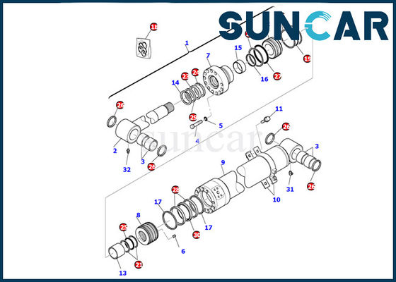 Beli 707-99-43300 Kit Servis Boom Cylinder Kit Segel Silinder Hidrolik Komatsu PC95R-2 Bagian Dalam online manufacture