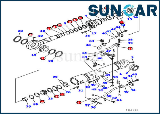 Beli 707-99-77120 Kit Segel Hidraulik Komatsu Bucket Cylinder Service Kit PC1100-6 UNTUK 5.7M Cylinder Assy online manufacture