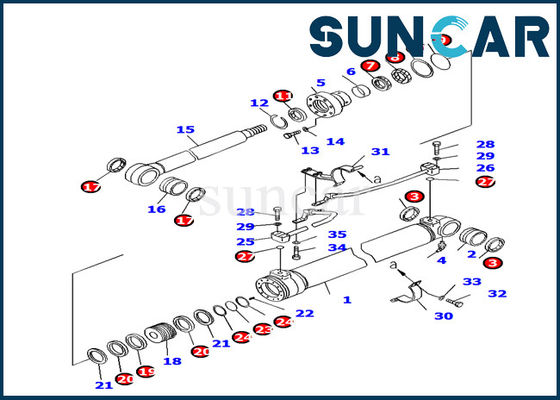 Beli 707-99-27460 Komatsu Boom Cylinder Sealing Kit Ketahanan Minyak Bagian Dalam Mesin PC130F-7 online manufacture