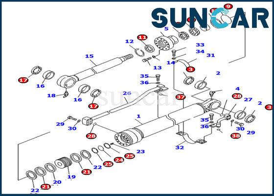 Beli Kit Servis Komatsu 707-99-36330 Kit Segel Silinder Bucket Excavator PC138US-2E Bagian Dalam online manufacture