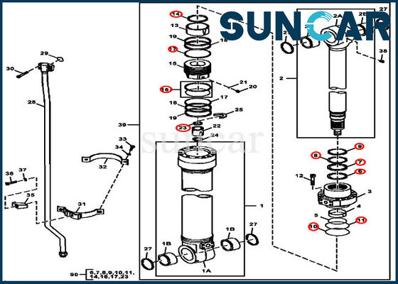 Beli FYA00006591 Kit Perbaikan Segel Silinder Hidrolik John Deere Untuk Cetakan Excavator 240DLC 250GLC online manufacture