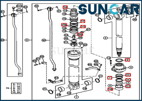 Beli Komponen Silinder Lengan 4369943 Kit Segel Perbaikan Hidraulik Cocok untuk Peralatan John Deere 230CLC online manufacture