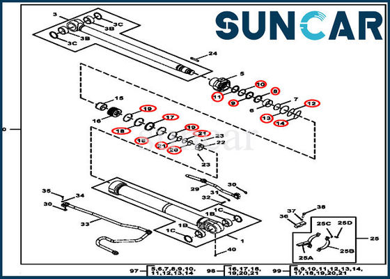 Beli Kit Servis Silinder 190GW FYA00012905 Cocok dengan Komponen Silinder Boom Hidrolik John Deere online manufacture