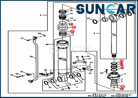 Beli 4663493 Kit Servis Silinder Bucket 190DW 160DLC Kit Perbaikan Segel Excavator John Deere online manufacture
