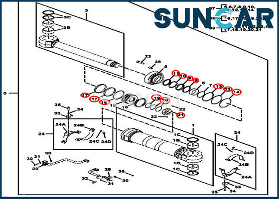 Beli FYA00023524 Positioning Cylinder Repair Seal Kit Excavator John Deere 190GW online manufacture