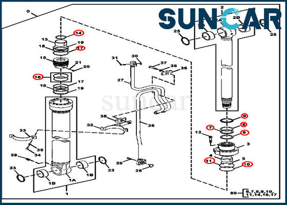 Beli FYA00001396 Kit Layanan Boom Cylinder Seal Kit Untuk Excavator 245GLC JOHN DEERE online manufacture