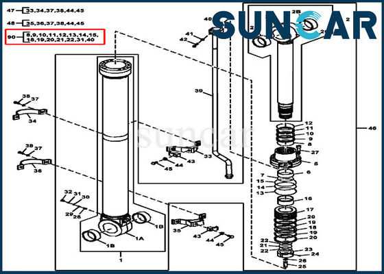 Beli FYA00008675 John Deere Arm Cylinder Seal Kit ISO9001 290GLC 270DLC Sealing Kit online manufacture