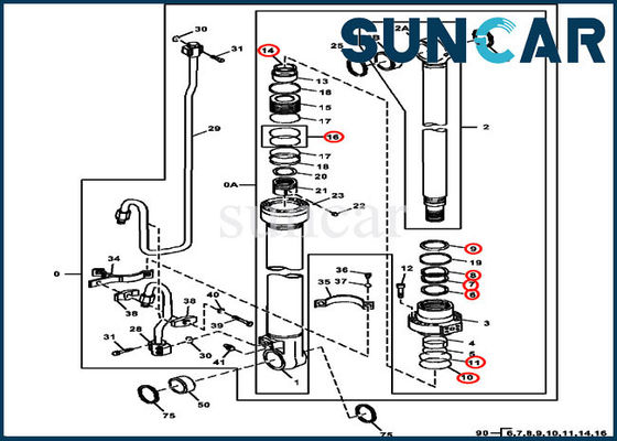Beli 3754D Deere 4686432 Kit Segel Boom Hidraulik Cocok untuk Silinder 115.00 mm Batang 170 mm Bore online manufacture