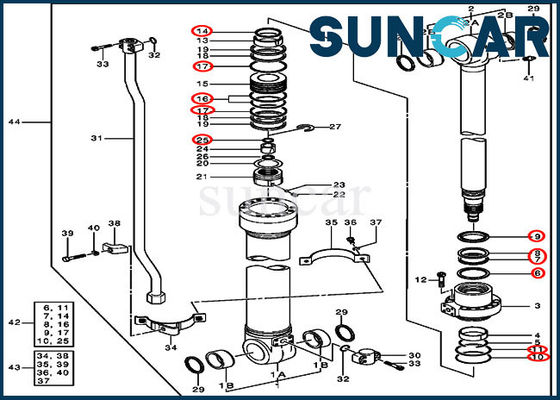 Beli 4364916 Komponen Silinder Lengan Boom Super Panjang Untuk Kit Segel Perbaikan 200LC JOHN DEERE online manufacture