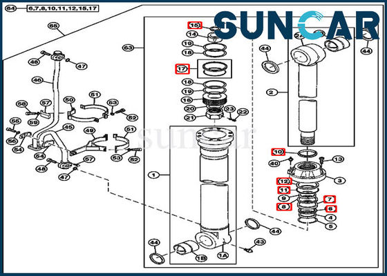 Beli 4614814 Excavator Boom Cylinder Service Kit Fits 750 800C JOHN DEERE Replacement Seal Kits online manufacture