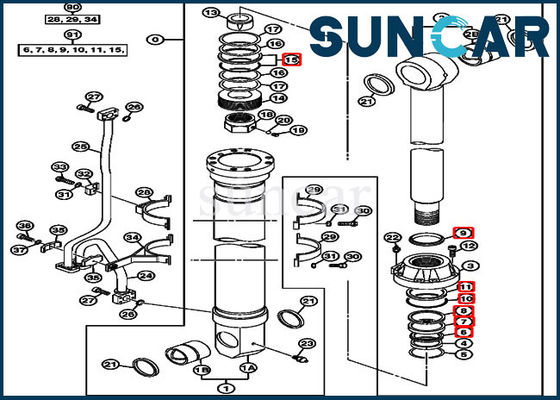 Beli 4653861 Hydraulic Boom Cylinder Seal Repair Kit Fits For 850DLC 870GLC John Deere Parts online manufacture
