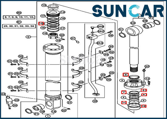 Beli 850DLC 870GLC John Deere 4653862 Arm Cylinder Components Excavator Sealing Kit online manufacture