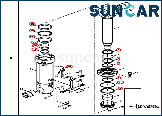 Beli 870GLC JOHN DEERE FXB00001856 Counterweight Removal Device Cylinder Repair Seal Kit online manufacture
