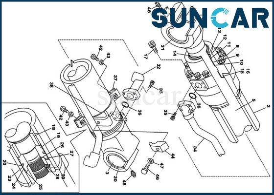 Beli LZ00444 Bucket Cylinder Sealing Kit CX240 CX290 CASE Crawler Excavator Kit Perbaikan Bagian Dalam online manufacture