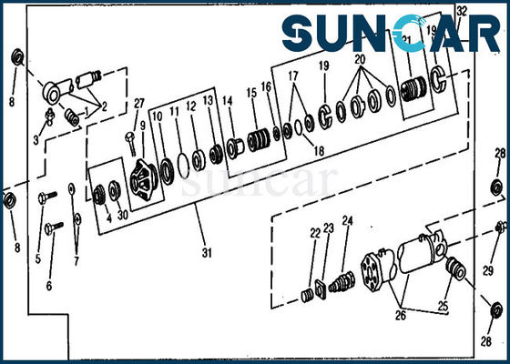 Beli RE21196 Hydraulic Cylinder Kit Bucket Service Kit Fits 990 John Deere Equipment Parts online manufacture
