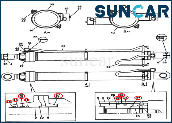 Beli Bagian Kasus CX800 LZ00439 Kit Segel Perbaikan Lengan Crawler Excavator Cylinder Sealing Kit online manufacture