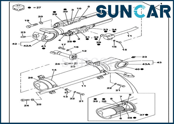 Beli CX350C CX330 CASE Kit Segel Hidraulik LZ007310 Kit Penggantian Silinder Bucket OEM online manufacture