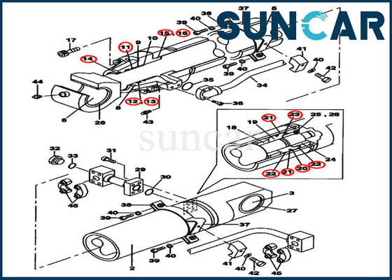 Beli LZ007720 KASUS Perbaikan Seal Kit Model CX800B Bucket Cylinder Rebuild Kit online manufacture