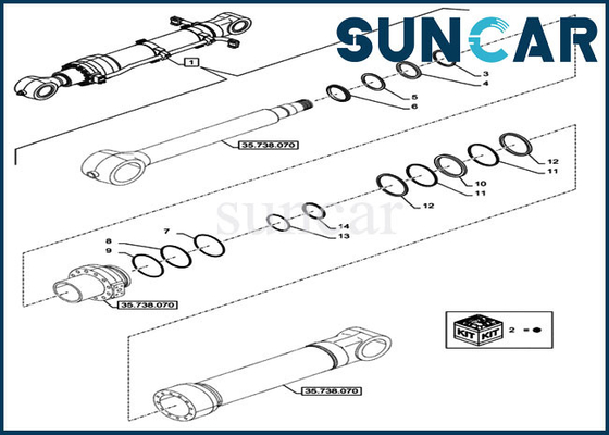 Beli LZ014900 Bucket Cylinder Repair Seal Kit CX750DRTC Excavator Case Oil Seal Kit online manufacture