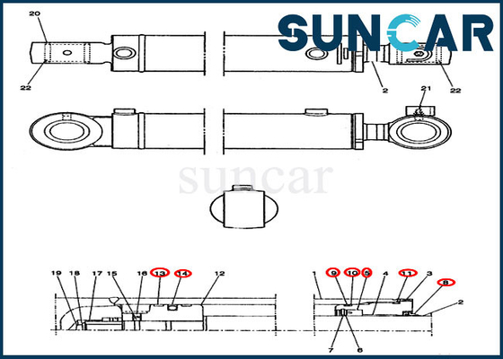 Beli PE01V00005R100 Swing Cylinder Replacement Seal Kit Cocok untuk Konstruksi Kasus Excavator CX14 online manufacture