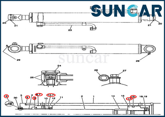 Beli Kit Segel Boom Perbaikan CX36 PX01V00030R300 Kit Penggantian Segel Silinder Kasus online manufacture