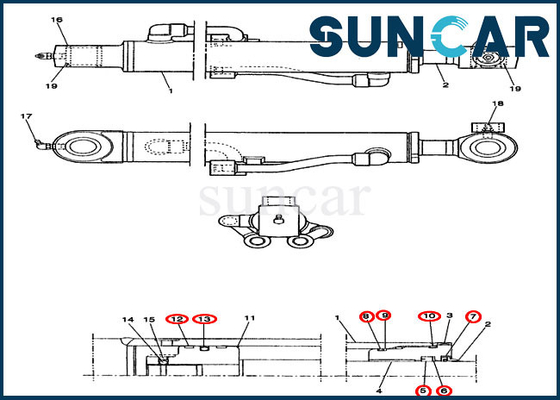 Beli Kit Layanan Penggantian Silinder Bucket PE01V00003R100 Untuk Kit Segel Excavator Kasus CX14 online manufacture