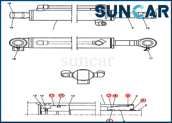 Beli PE01V00004R100 Dozer Blade Cylinder Seal Kit CX14 CASE Kit Penggantian Silinder Hidrolik online manufacture