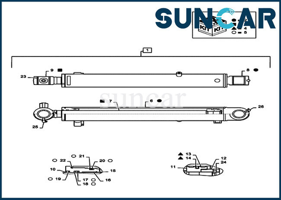 Beli PS01V00003R300 Bucket Cylinder Piston Seal Repair Kit Untuk Suku Cadang Peralatan CX55B Excavator CASE online manufacture