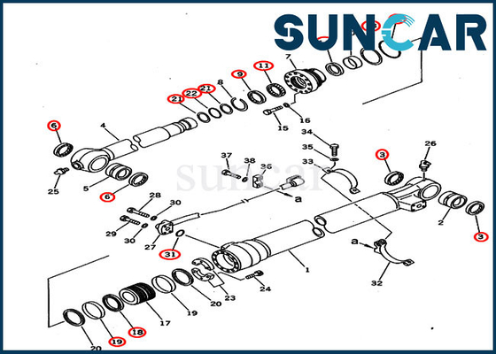 Beli Komatsu PC220-6 PC220LC-6 707-99-58240 Kit Layanan Silinder Bucket Untuk Excavator Lengan 2.0M online manufacture