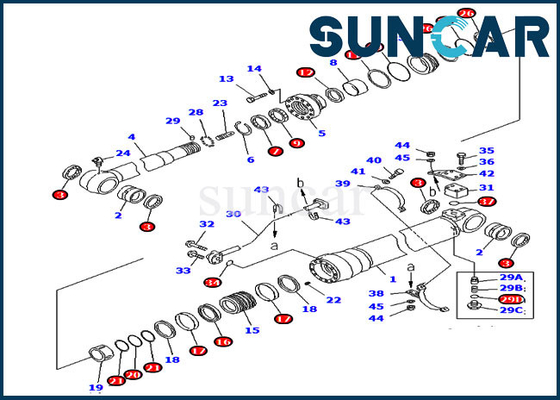 Beli PC220LC-6 Komatsu Seal Repair Kit 707-99-58300 7079958300 Cocok untuk 100MM Batang 140MM Bore Arm Cylinder online manufacture