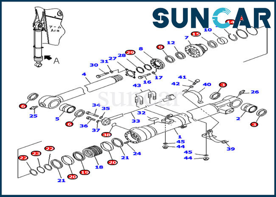 Beli 707-99-47851 PC220-7 PC220LC-7 Komatsu Bucket Cylinder Service Kit Kit Segel Pengganti OEM online manufacture