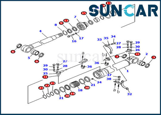 Beli 707-99-50780 7079950780 Lengan Silinder Seal Perbaikan Kit Cocok untuk PC228US-8 PC228USLC-8 Model Excavator online manufacture