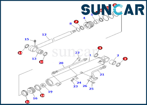 Beli 707-98-29661 7079829661 Boom Swing Cylinder Seal Repair Kit Komatsu Cocok untuk PC35MR-1 PC35MRX-1 PC45MR-1 online manufacture