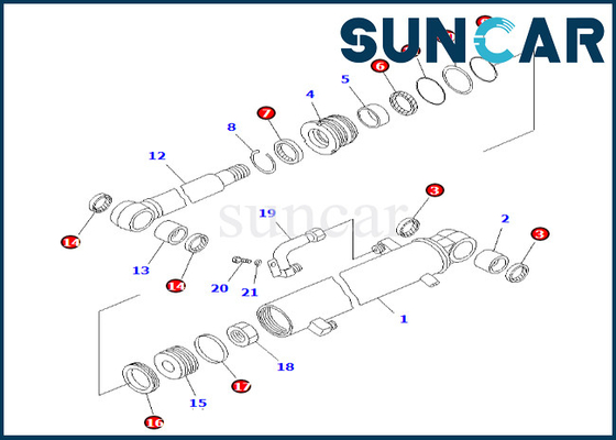 Beli 707-98-25110 7079825110 Arm Cylinder Sealing Kit Komatsu Cocok untuk PC38UU-3 Arm Cylinder Service Kit online manufacture