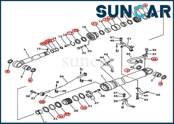 Beli Arm Sealing Kit 707-99-69505 Kit Perbaikan Silinder Hidraulik Untuk Boom Tugas Berat Komatsu PC400-6C online manufacture