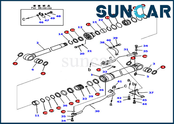 Beli PC400-8 PC400LC-8 Komatsu 707-99-67091 7079967091 Kit Layanan Boom Ketahanan Aus Kit Segel Minyak Silinder online manufacture