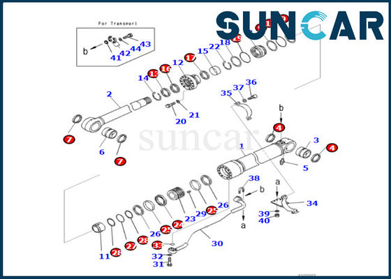 Beli Komatsu 721-98-00130 7219800130 Kit Segel Silinder Boom Cocok untuk PC490LC-11 PC490LCI-11 Kit Penyegelan Silinder Boom online manufacture