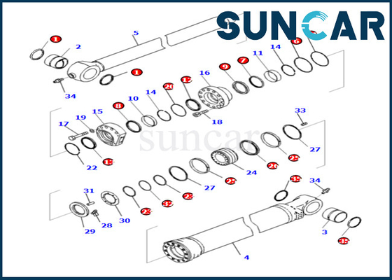 Beli Kit Segel Silinder Bucket Komatsu 721-98-01740 721-98-01740 Untuk PC490LCI-11 Kit Perbaikan Silinder Bucket online manufacture
