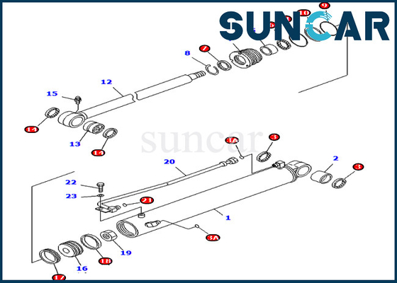 Beli Bagian Dalam Komatsu 707-98-25710 PC40MR-1 PC40MRX-1 Excavator Boom Swing Cylinder Seal Kit online manufacture