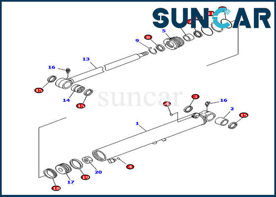 Beli 707-98-29510 7079829510 Boom Swing Cylinder Seal Kit Untuk Oversea Spesifikasi Mesin PC40MR-2 Komatsu online manufacture