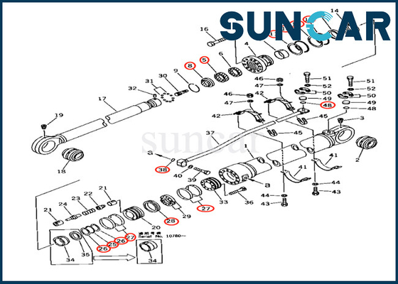 Beli 707-99-77240 7079977240 Arm Cylinder Seal Repair Kit Untuk Excavator Komatsu PC650-3 PC650LC-5 PC710-5 online manufacture